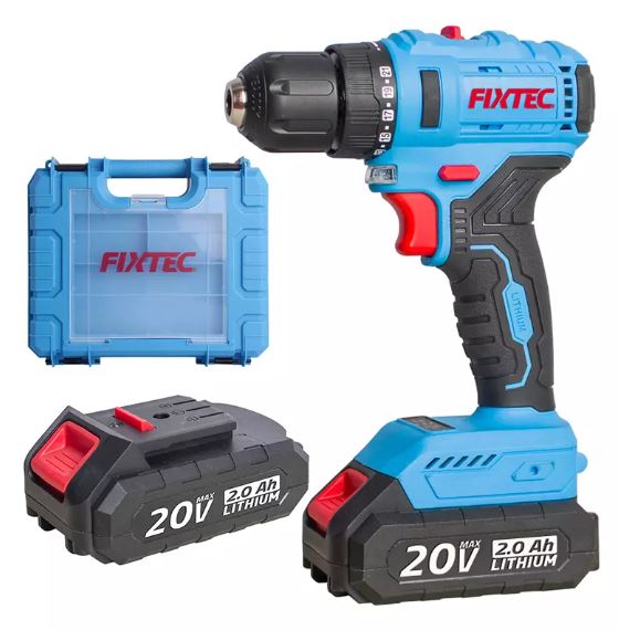 FIXTEC 20V Brushless Cordless Drill Driver with 2x2000 mah Battery + Charger