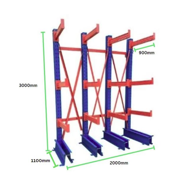 Heavy Duty Cantilever Racking - 3000mm H x 2000mm W