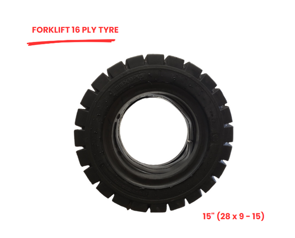 1 x FORKLIFT 16 PLY TYRE - 15" (28 x 9 - 15)