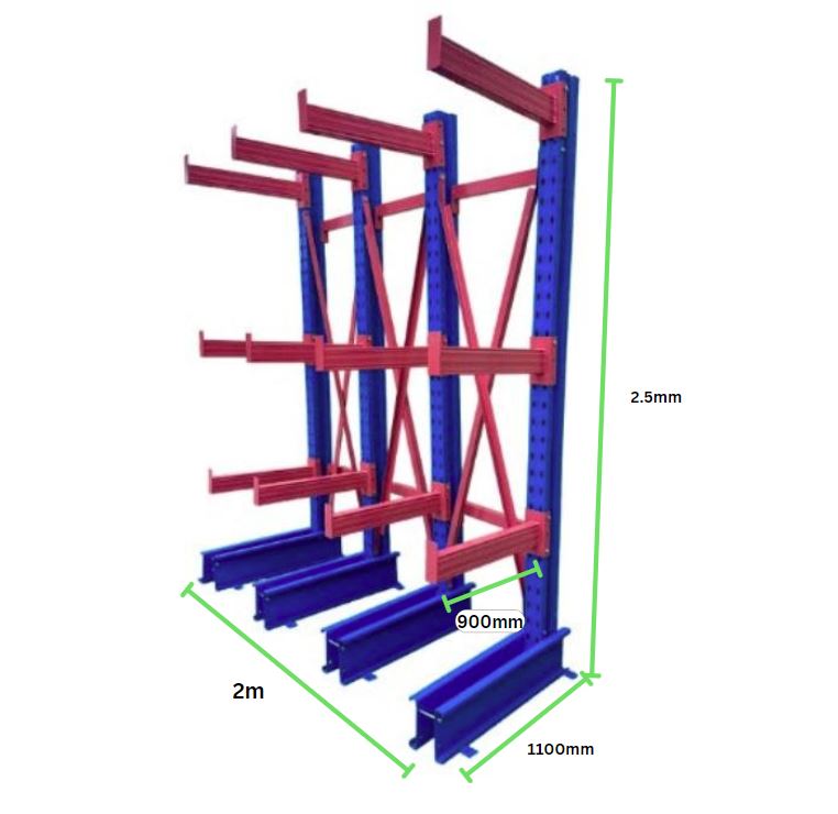 Heavy Duty Cantilever Racking - 2500mm H x 2000mm W